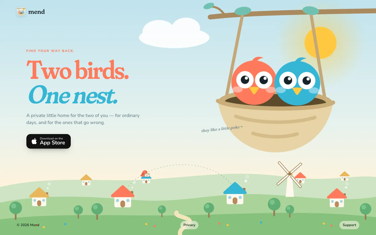 Mend website screen 1