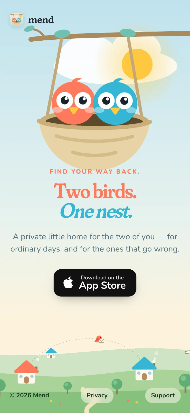 Mend website screen 2