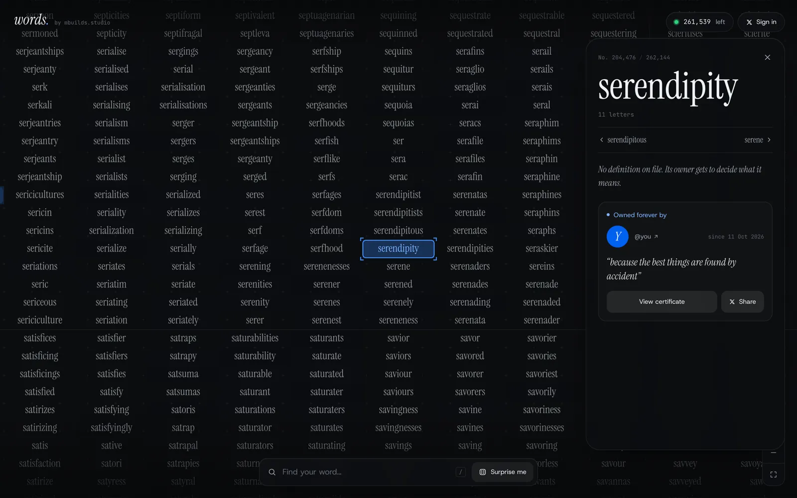 words. screen 2